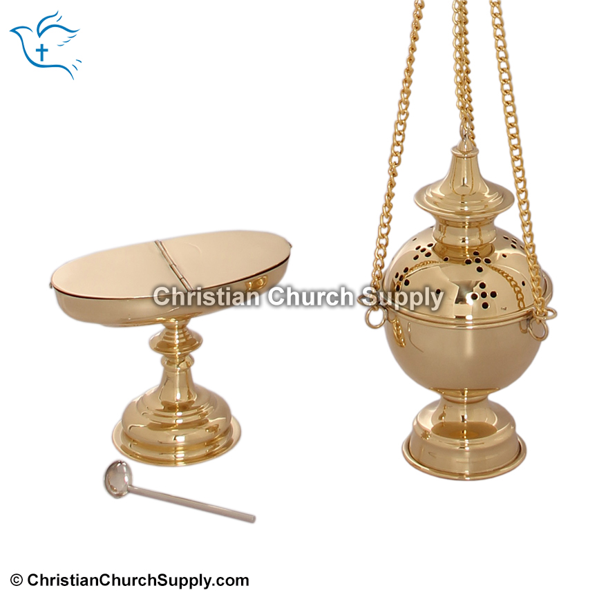 Brass Censor Boat and Spoon